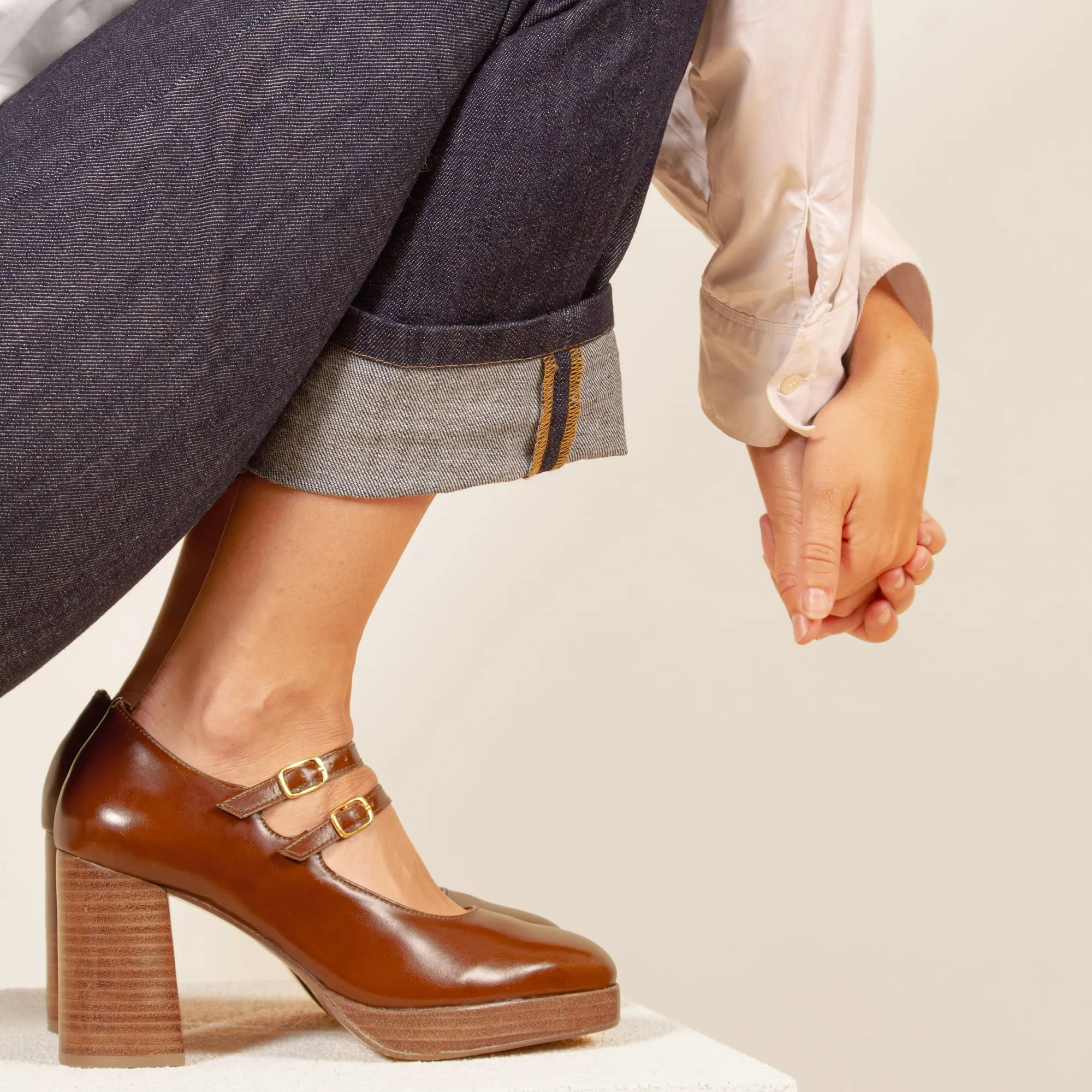 Outlet Babies plateforme cuir Femme Escarpins|Ballerines & Babies