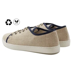 Fashion Baskets en lin beige bleu Femme Dressing Recyclé|Baskets