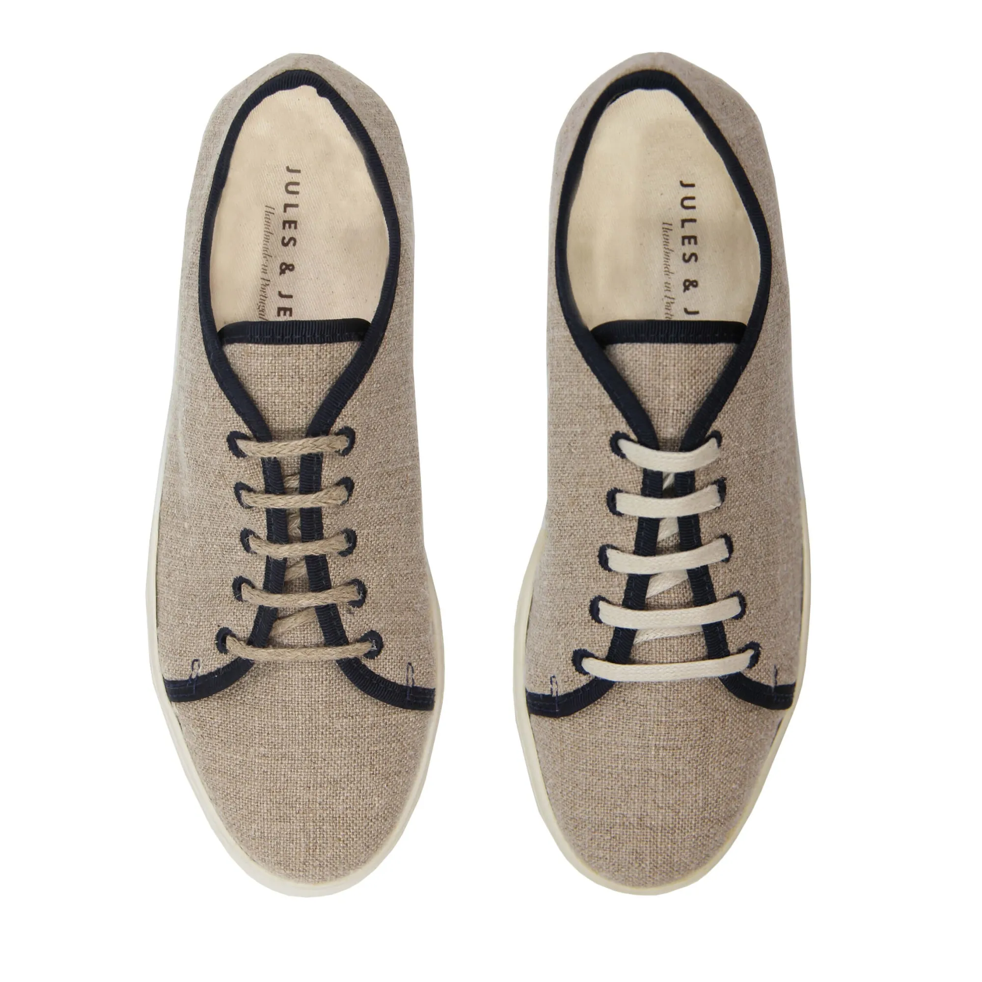 Fashion Baskets en lin beige bleu Femme Dressing Recyclé|Baskets