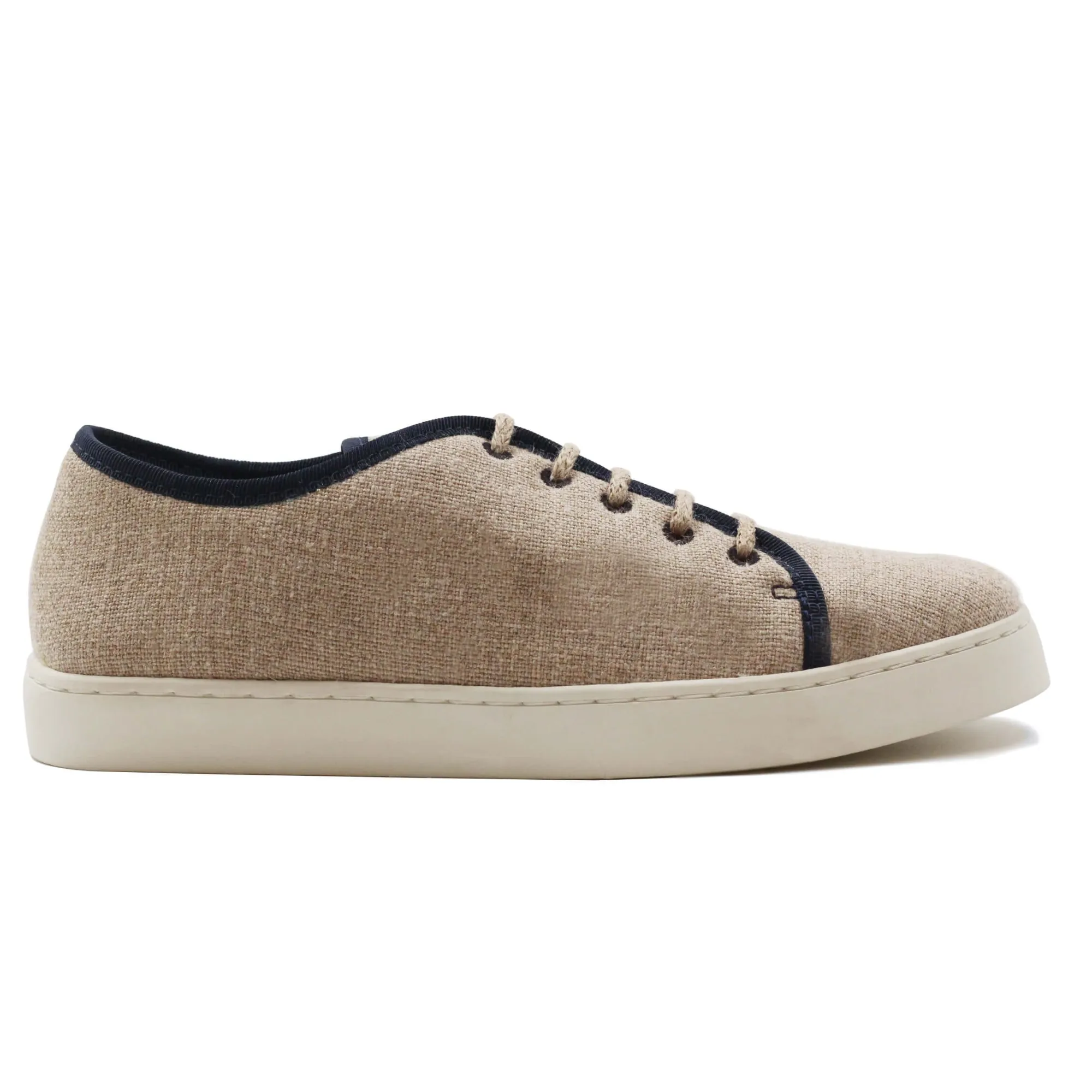Fashion Baskets en lin beige bleu Femme Dressing Recyclé|Baskets