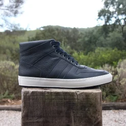 Online Baskets Gaspard cuir grainé bleu Homme Baskets