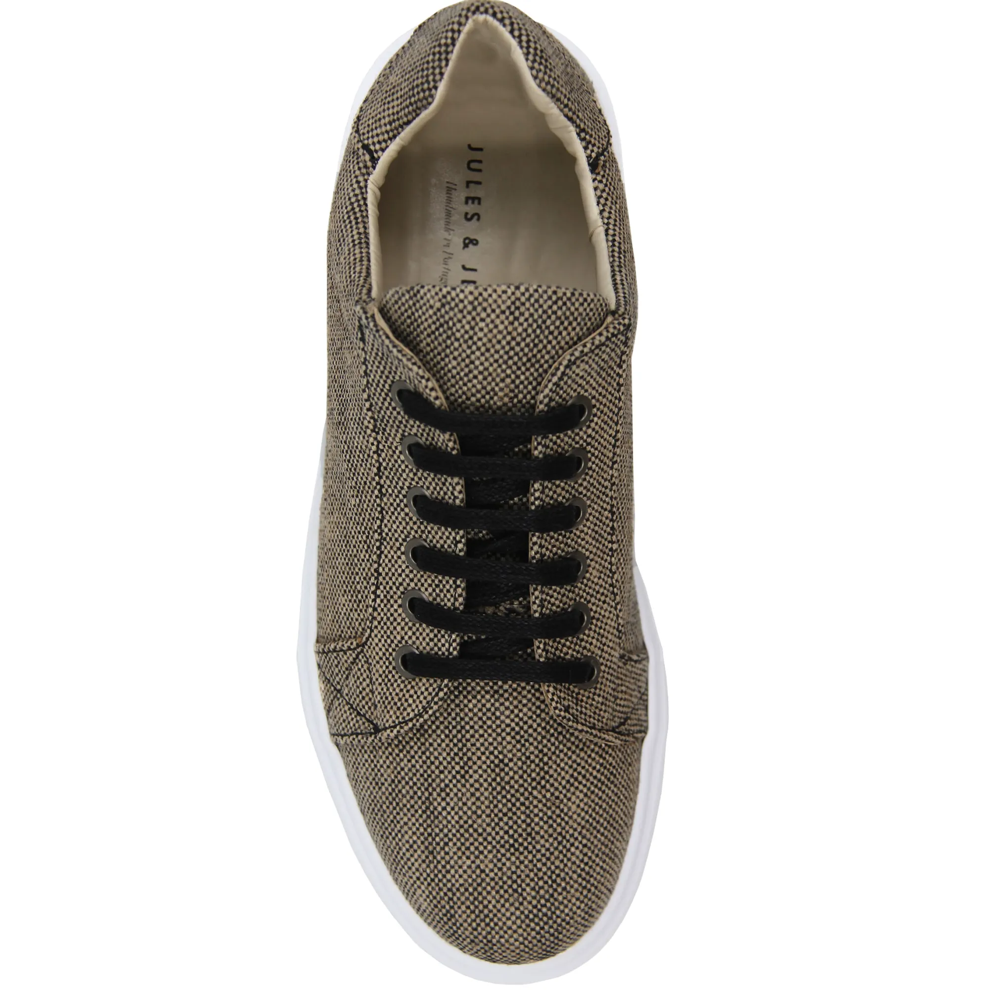 Online Baskets lacet toile recyclée beige noir Homme Fins De Série Solidaires