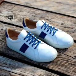 Clearance Baskets Made in France cuir bleu Femme Baskets|Baskets