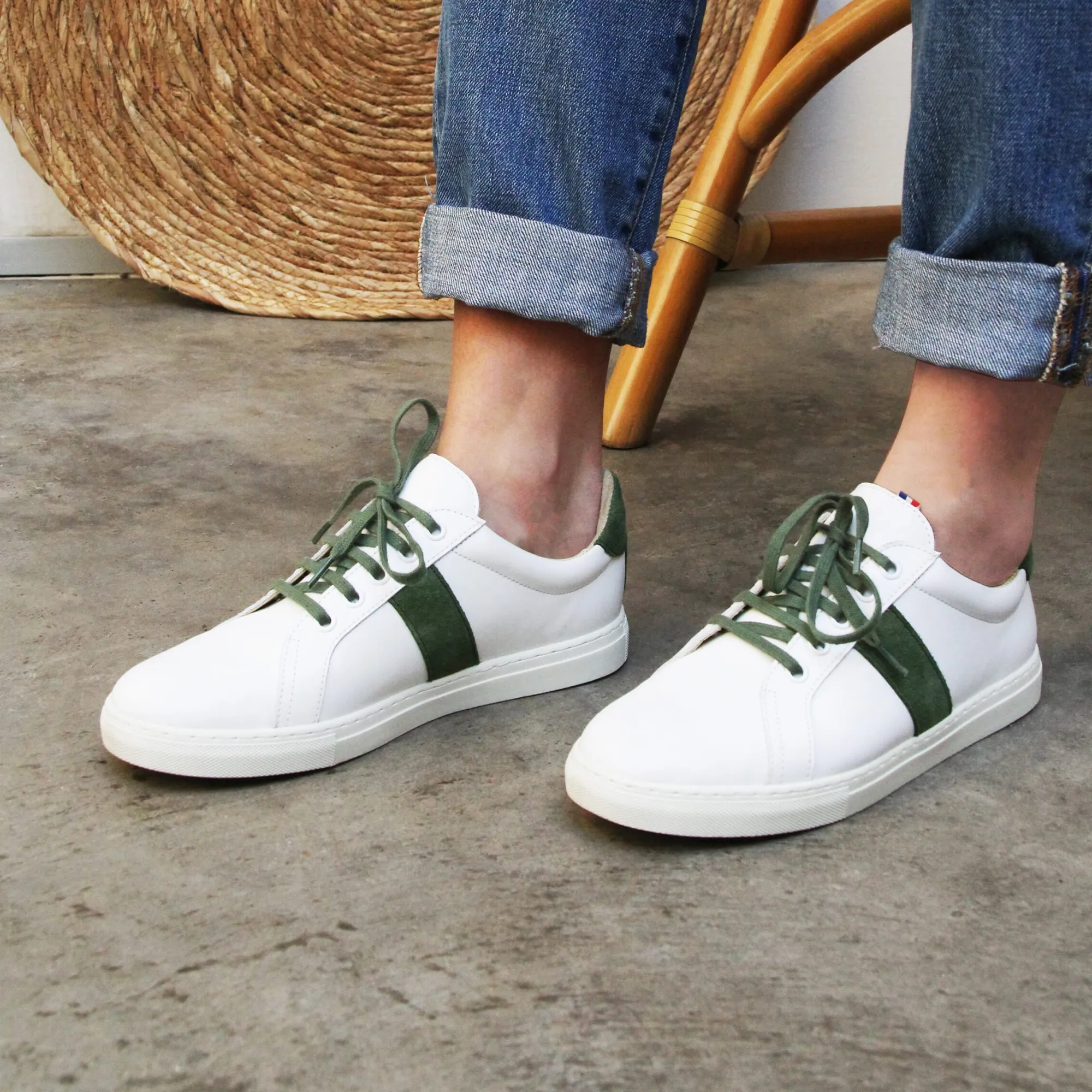 Cheap Baskets Made in France cuir kaki Femme Baskets|Baskets