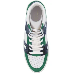 Cheap Baskets montantes cuir blanc bleu Femme Baskets