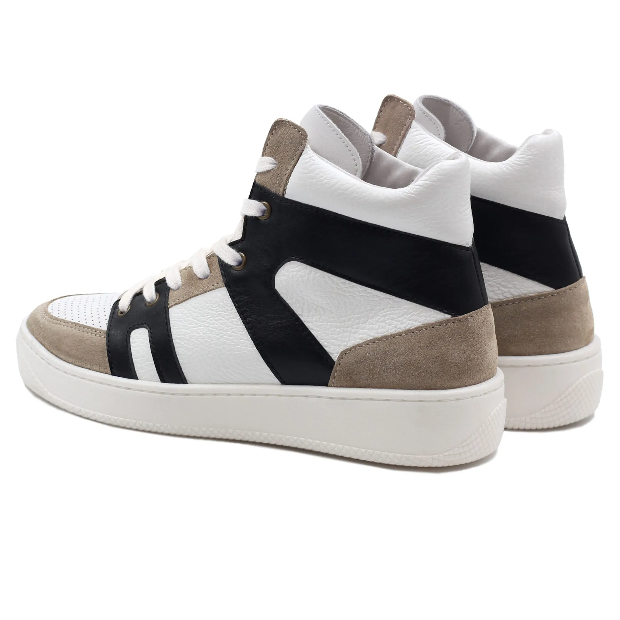 Flash Sale Baskets montantes cuir blanc noir Femme Baskets