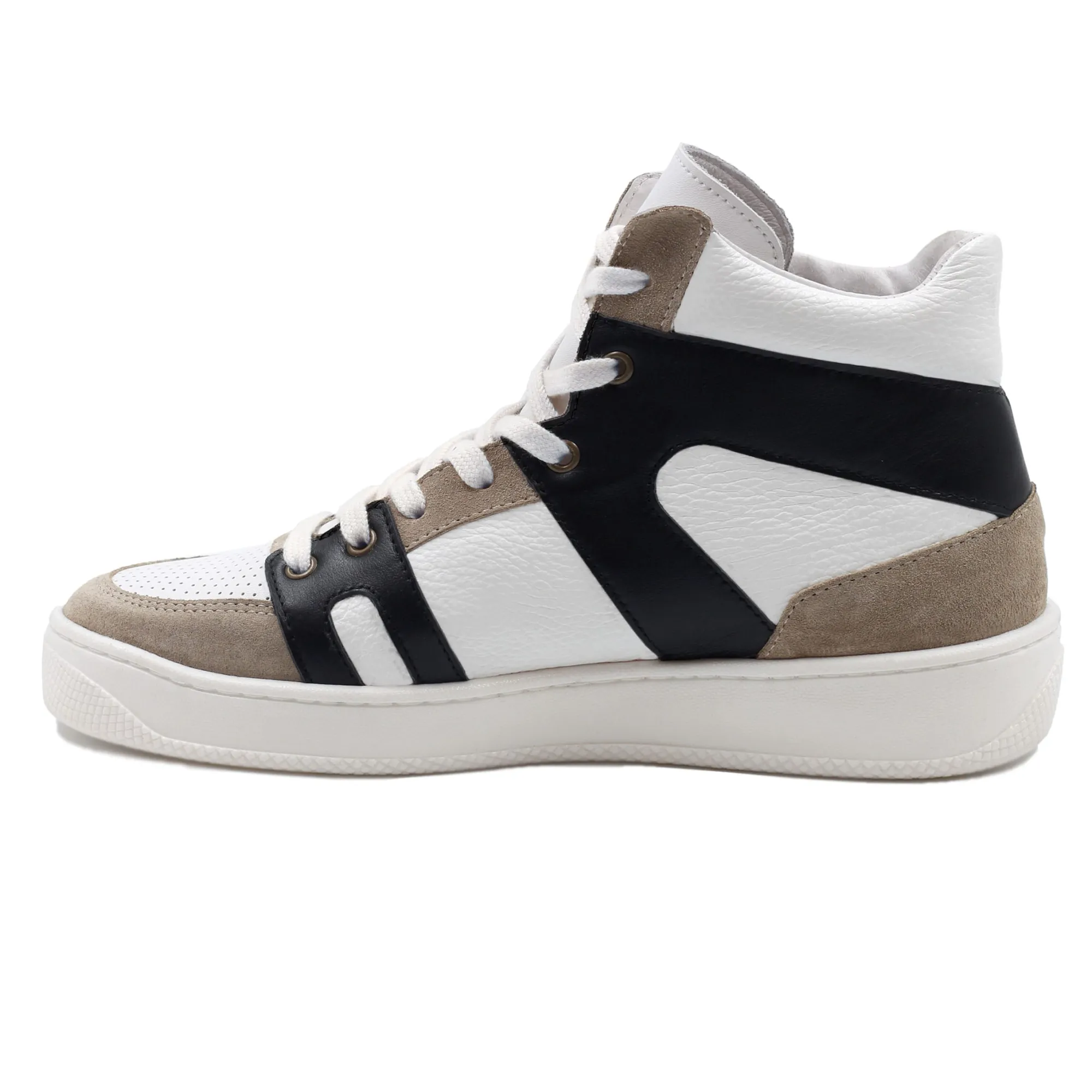 Flash Sale Baskets montantes cuir blanc noir Femme Baskets