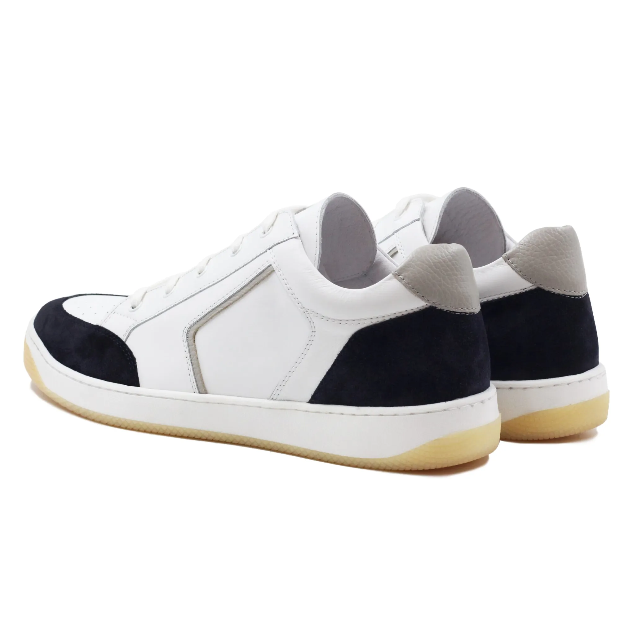 Discount Baskets rétro homme cuir blanc bleu Homme Baskets