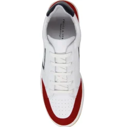 Cheap Baskets rétro homme cuir blanc & rouge Homme Baskets