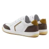 Shop Baskets rétro homme cuir blanc taupe Homme Fins De Série Solidaires