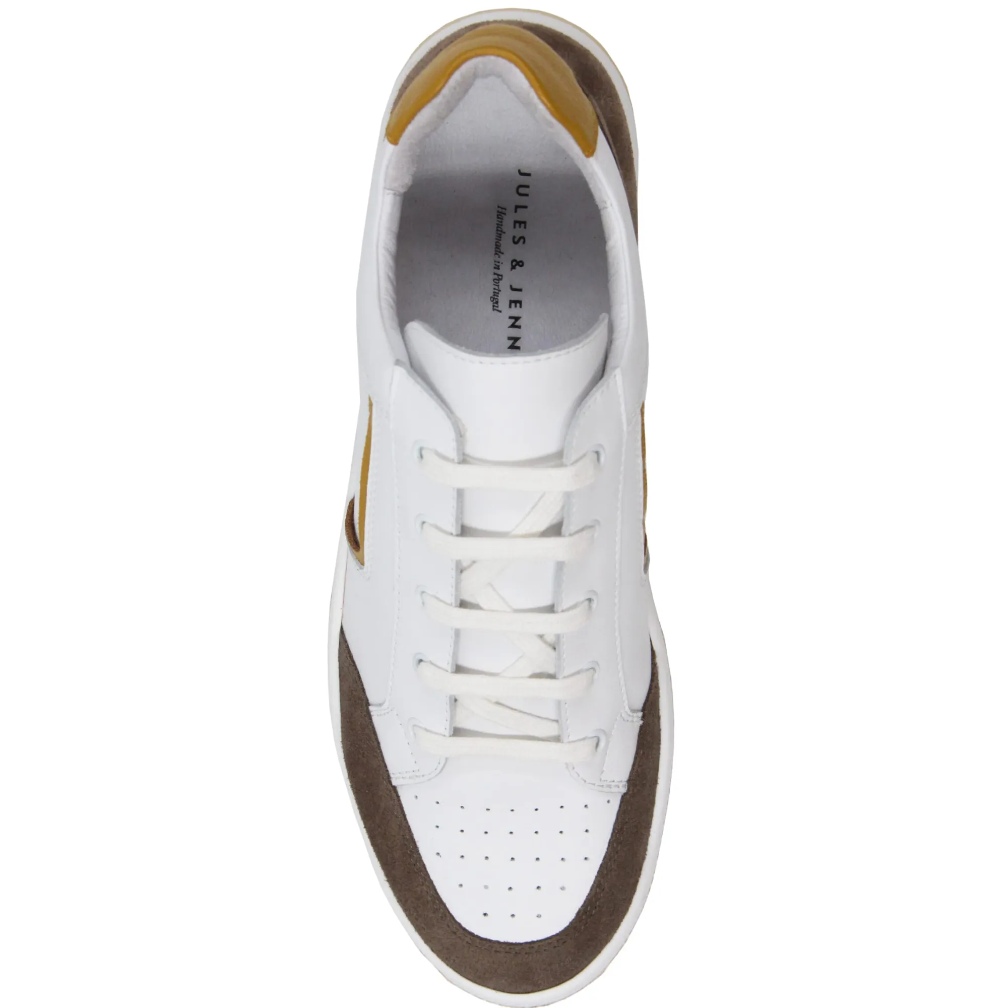 Shop Baskets rétro homme cuir blanc taupe Homme Fins De Série Solidaires