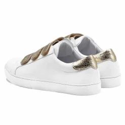 Clearance Baskets scratch cuir blanc doré Femme Baskets