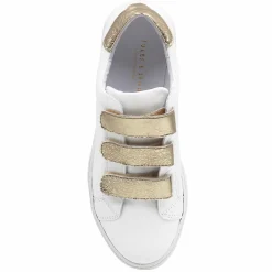 Clearance Baskets scratch cuir blanc doré Femme Baskets