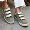 Hot Baskets scratch cuir daim kaki doré Femme Baskets