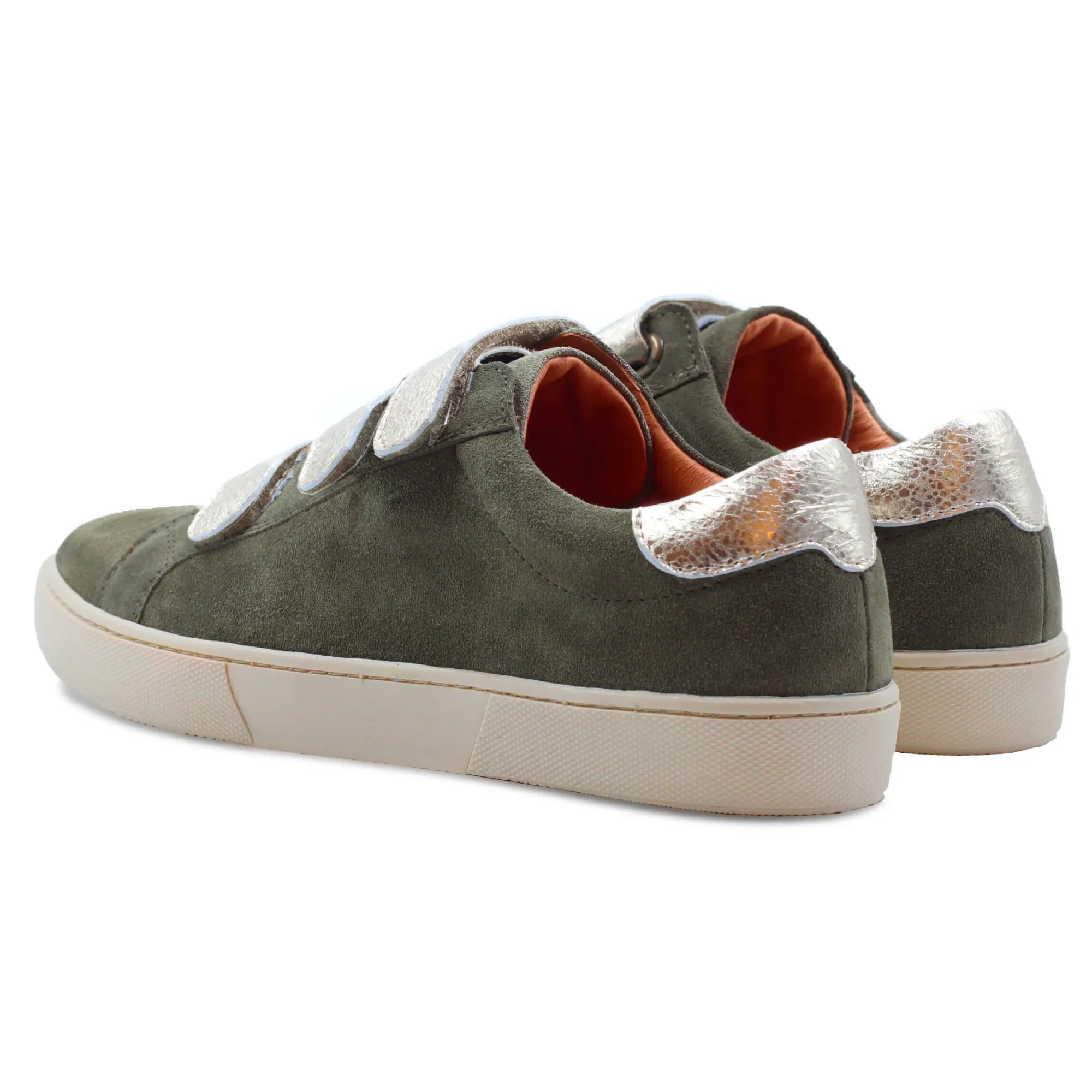 Hot Baskets scratch cuir daim kaki doré Femme Baskets