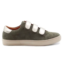 Hot Baskets scratch cuir daim kaki doré Femme Baskets