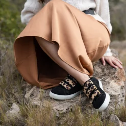 Online Baskets scratch cuir daim noir léopard Femme Baskets