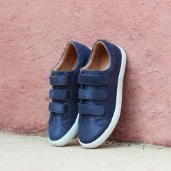 Sale Baskets scratch cuir métallisé bleu Femme Baskets