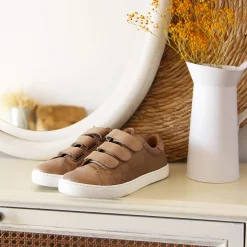 Fashion Baskets scratch cuir métallisé Femme Baskets