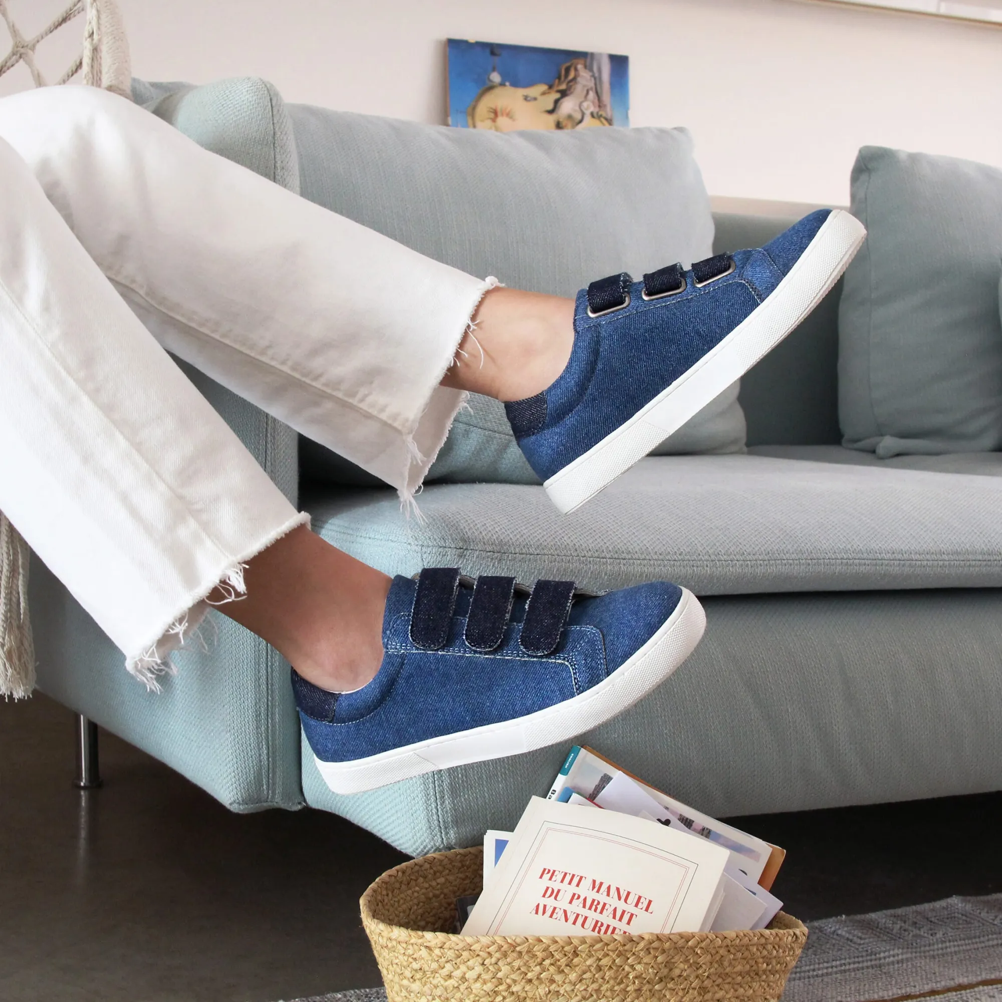 Best Sale Baskets scratch toile de jean bleu Femme Baskets