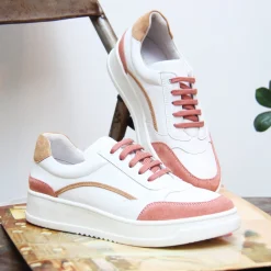 Sale Baskets vintage cuir blanc beige Femme Baskets