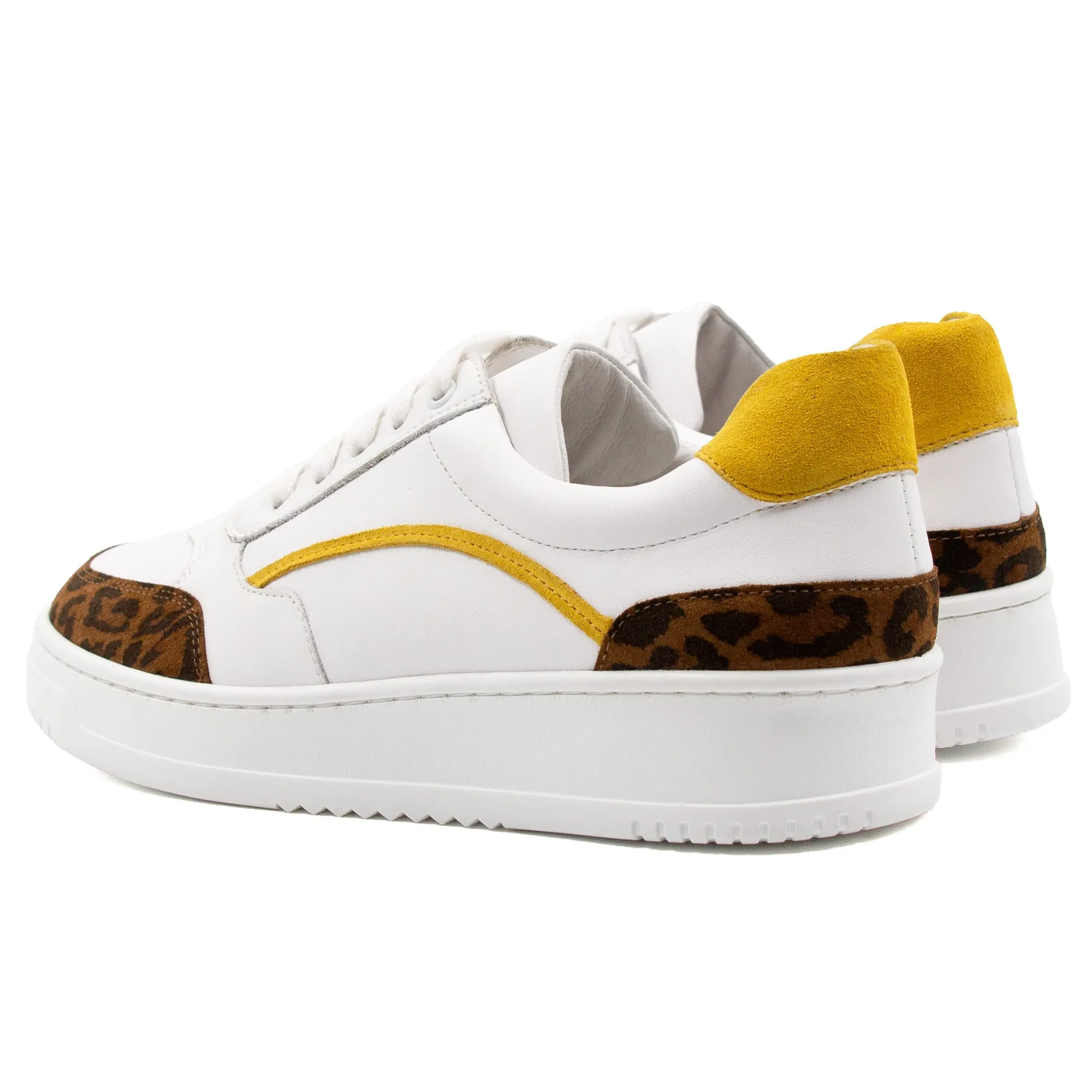 Fashion Baskets vintage cuir blanc léopard Femme Baskets