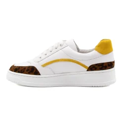 Fashion Baskets vintage cuir blanc léopard Femme Baskets