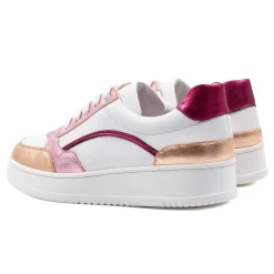 Online Baskets vintage cuir blanc rose Femme Baskets