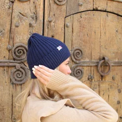 Hot Bonnet coton recyclé bleu Femme Bonnets|Bonnets