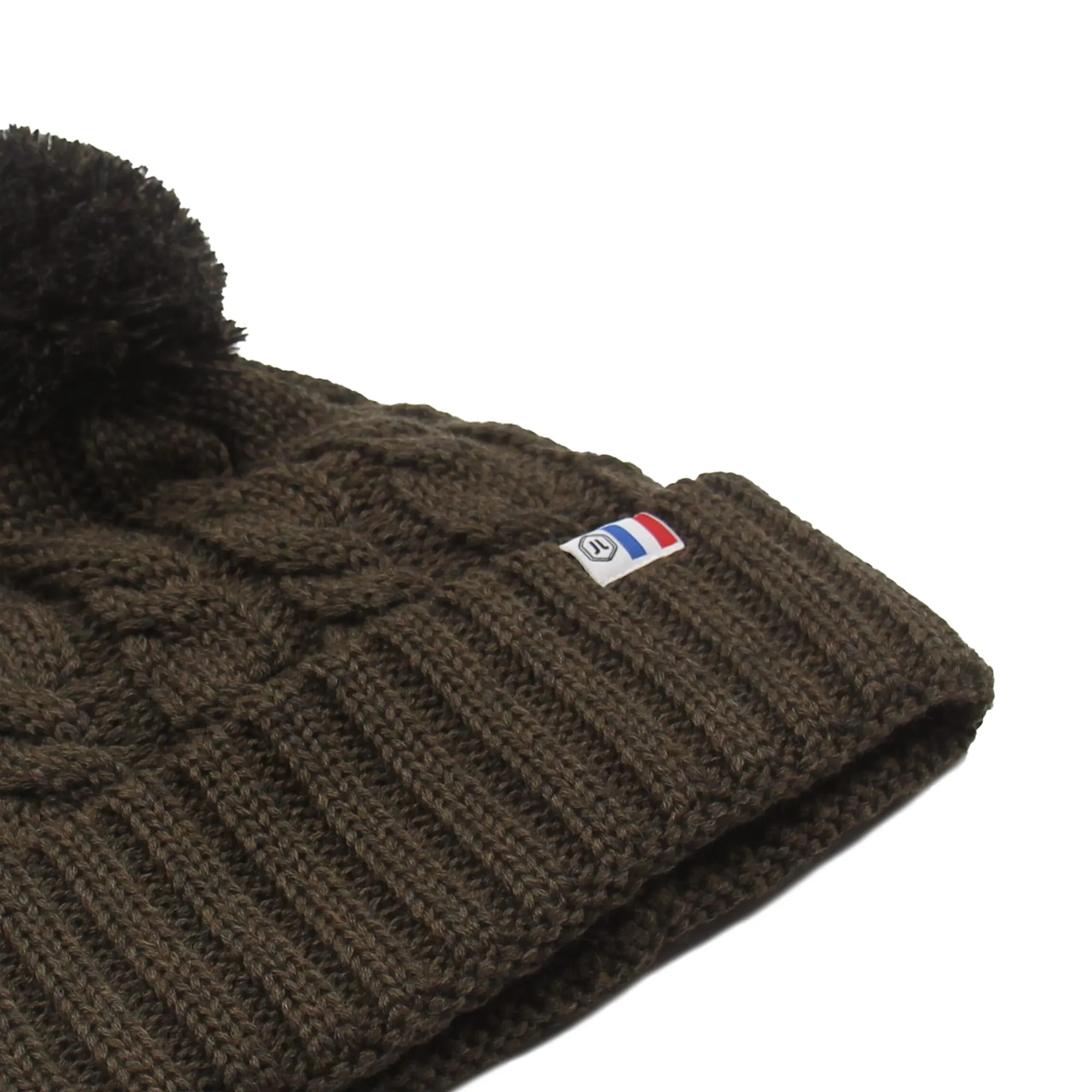 Store Bonnet pompon laine kaki noir Femme Bonnets|Bonnets