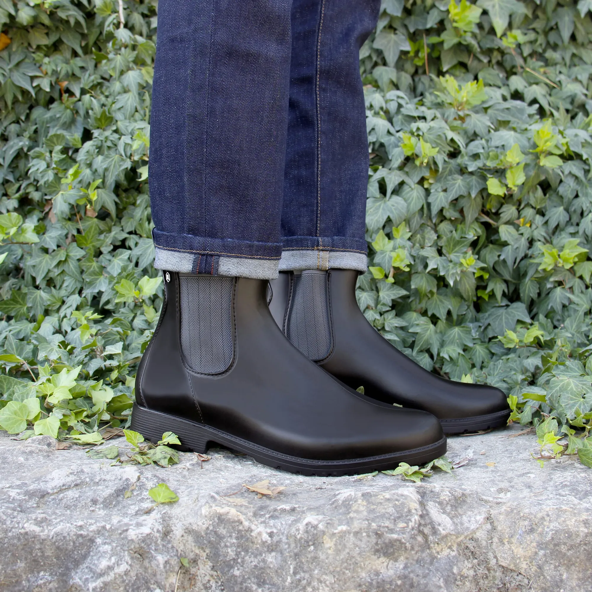 Clearance Boots de pluie noir & gris Homme Boots
