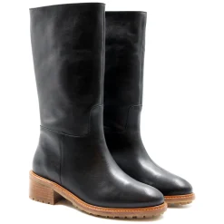 Shop Bottes fourrées cuir Femme Bottines & Bottes