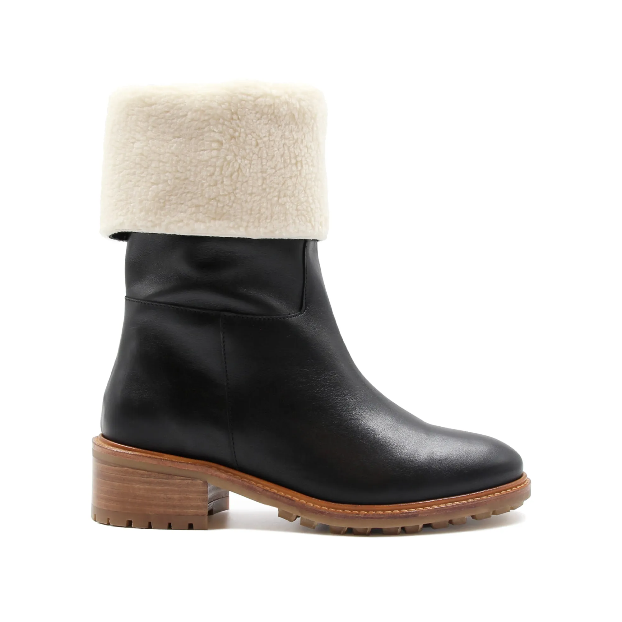 Shop Bottes fourrées cuir Femme Bottines & Bottes