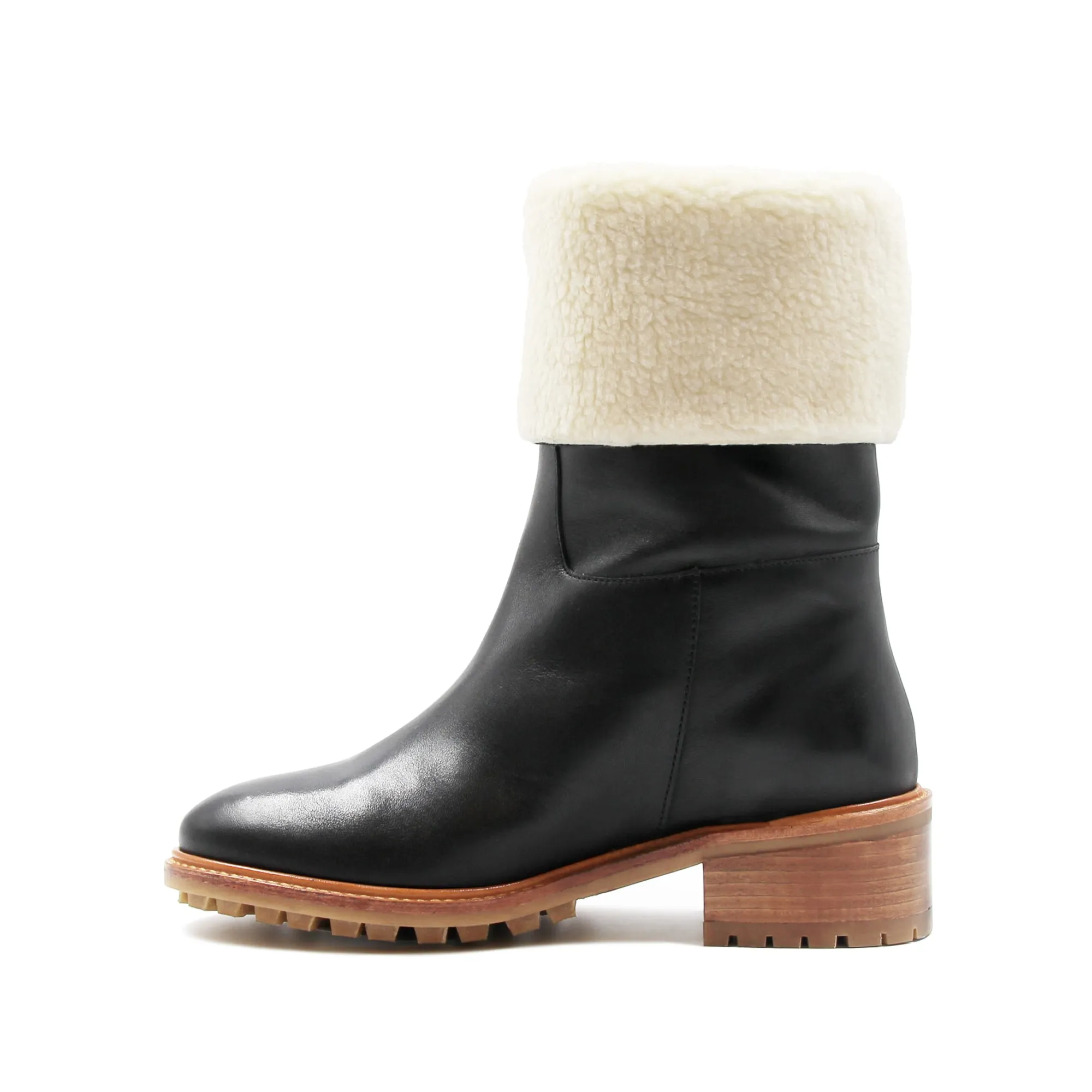 Shop Bottes fourrées cuir Femme Bottines & Bottes