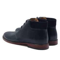 Shop Bottillons courts cuir bleu Homme Fins De Série Solidaires