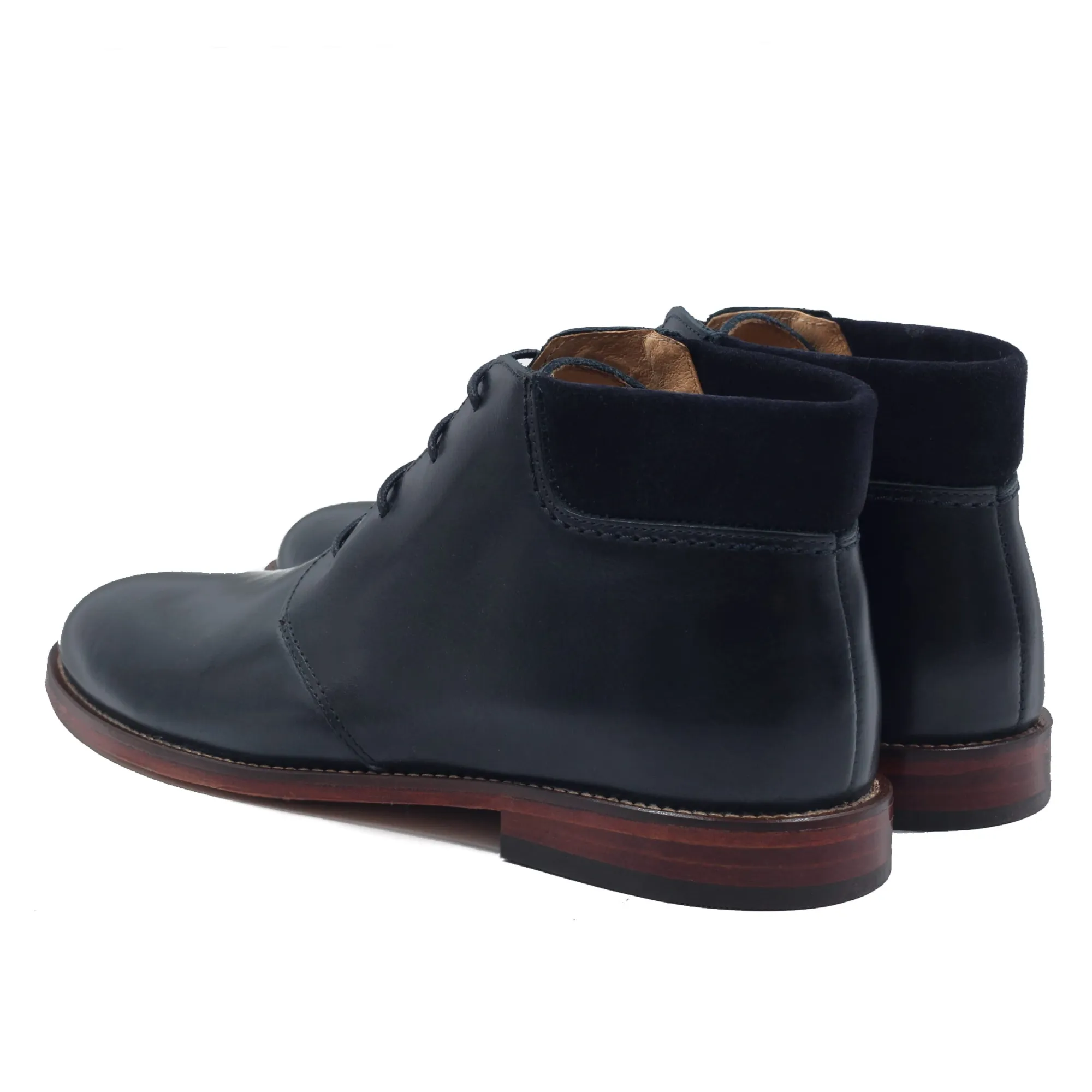 Shop Bottillons courts cuir bleu Homme Fins De Série Solidaires