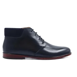 Shop Bottillons courts cuir bleu Homme Fins De Série Solidaires