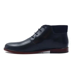 Shop Bottillons courts cuir bleu Homme Fins De Série Solidaires