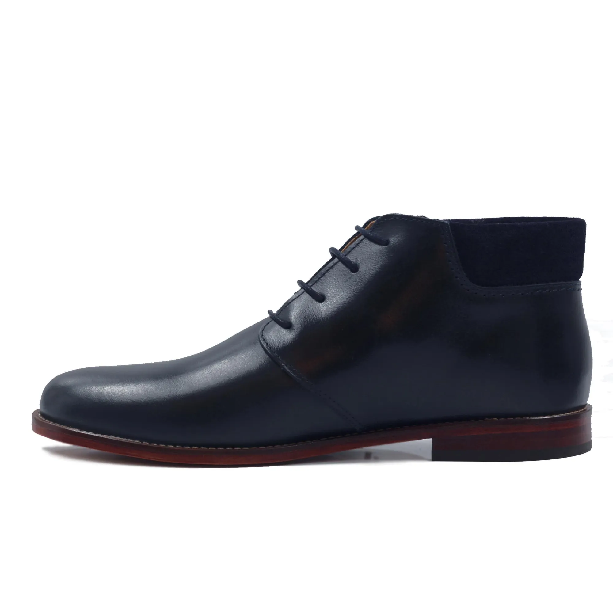 Shop Bottillons courts cuir bleu Homme Fins De Série Solidaires