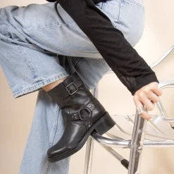 Hot Bottines Biker cuir Femme Bottines & Bottes