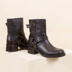 Hot Bottines Biker cuir Femme Bottines & Bottes