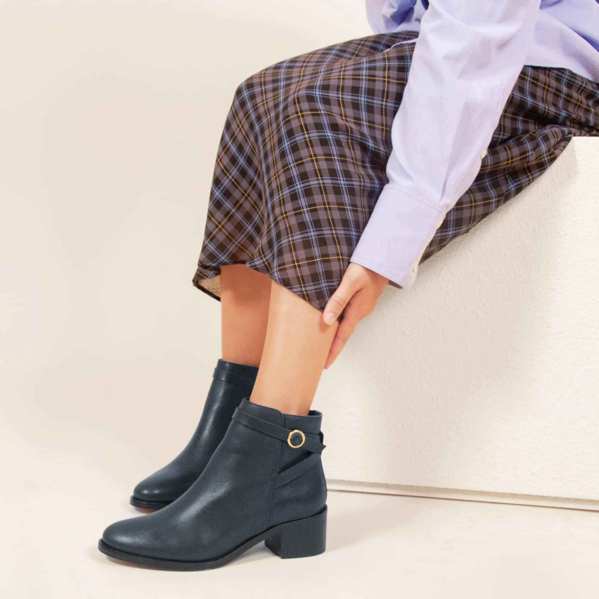 Fashion Bottines cavalières cuir bleu Femme Bottines & Bottes