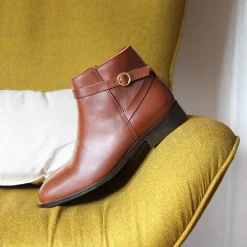 Cheap Bottines cavalières plates cuir Femme Bottines & Bottes