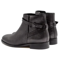 Best Bottines cavalières plates cuir irisé noir Femme Bottines & Bottes