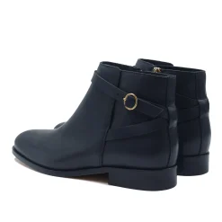 New Bottines cavalières plates cuir bleu Femme Bottines & Bottes