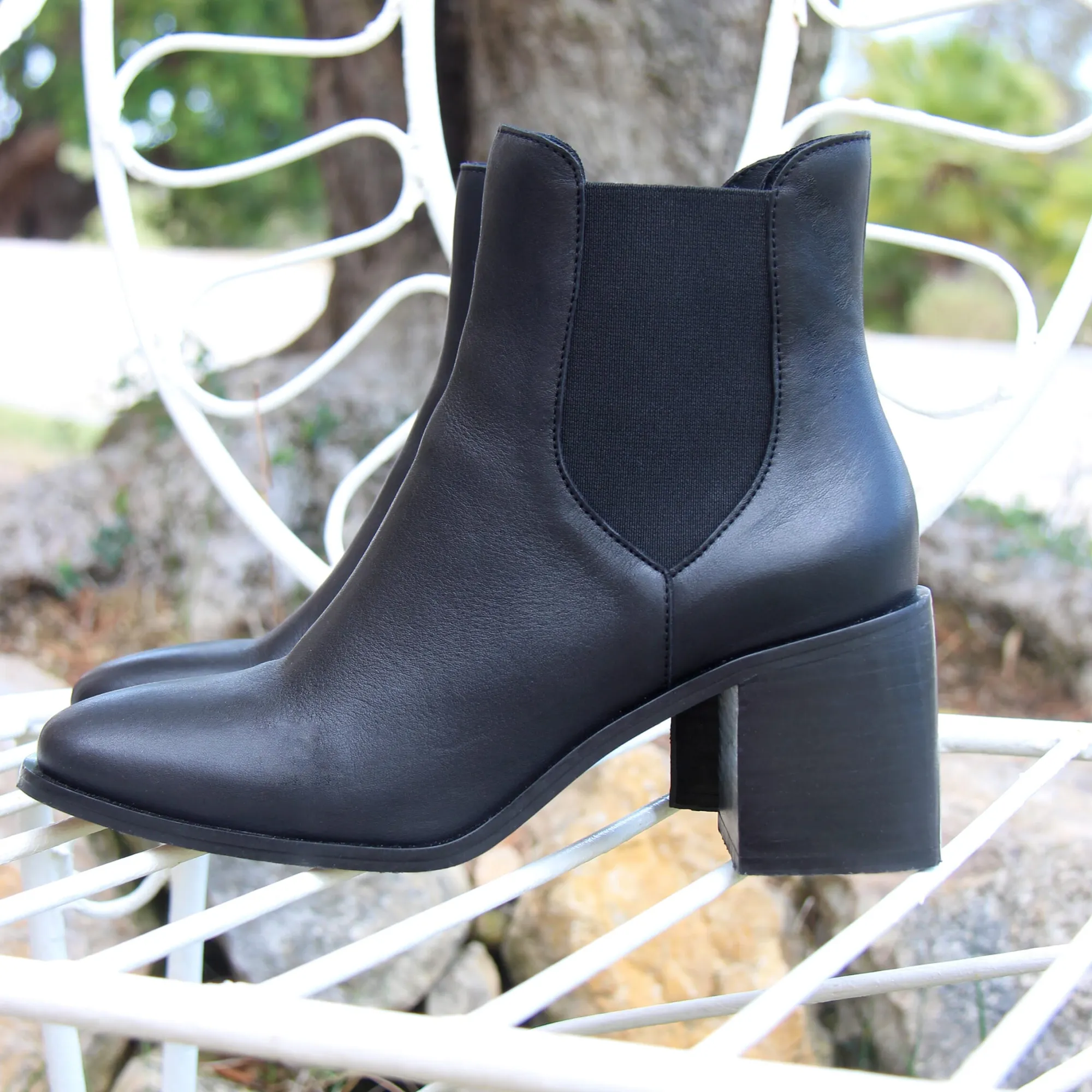 Shop Bottines Chelsea talon cuir Femme Bottines & Bottes