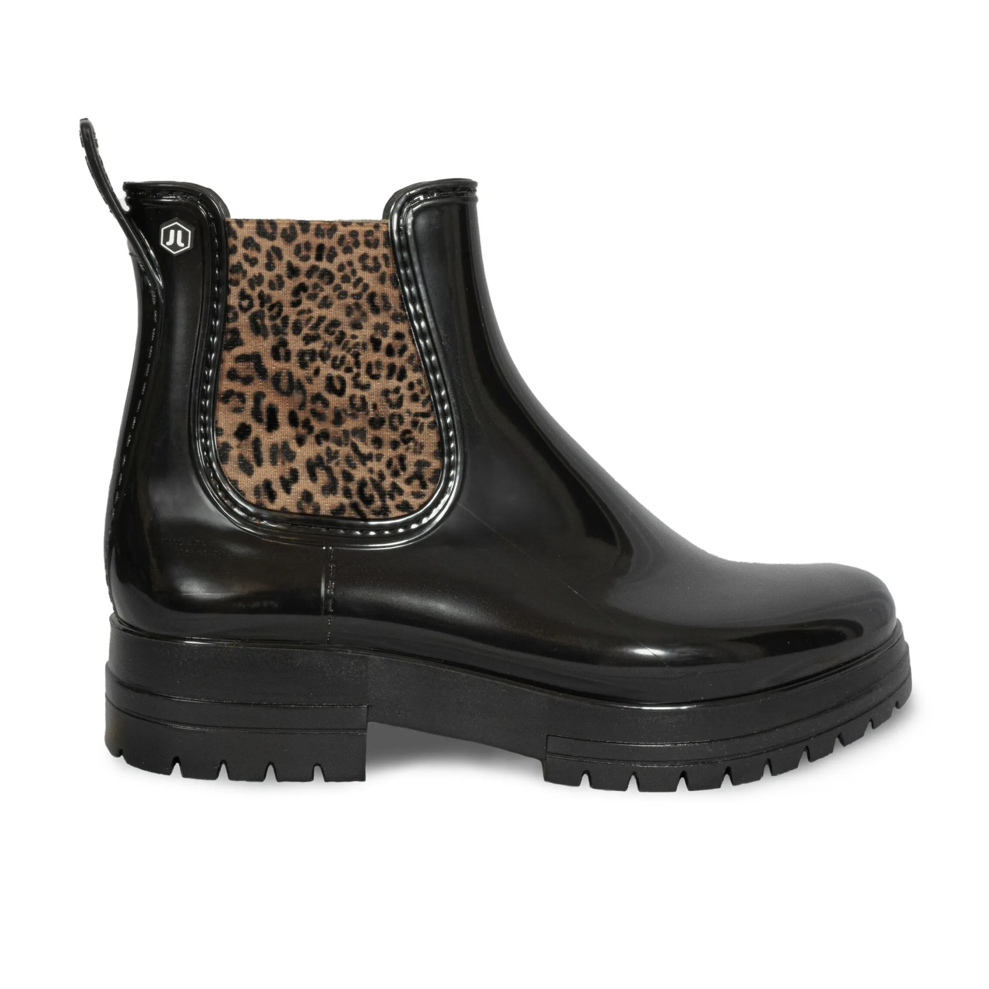 Best Sale Bottines de pluie crantées noir léopard Femme Bottines & Bottes