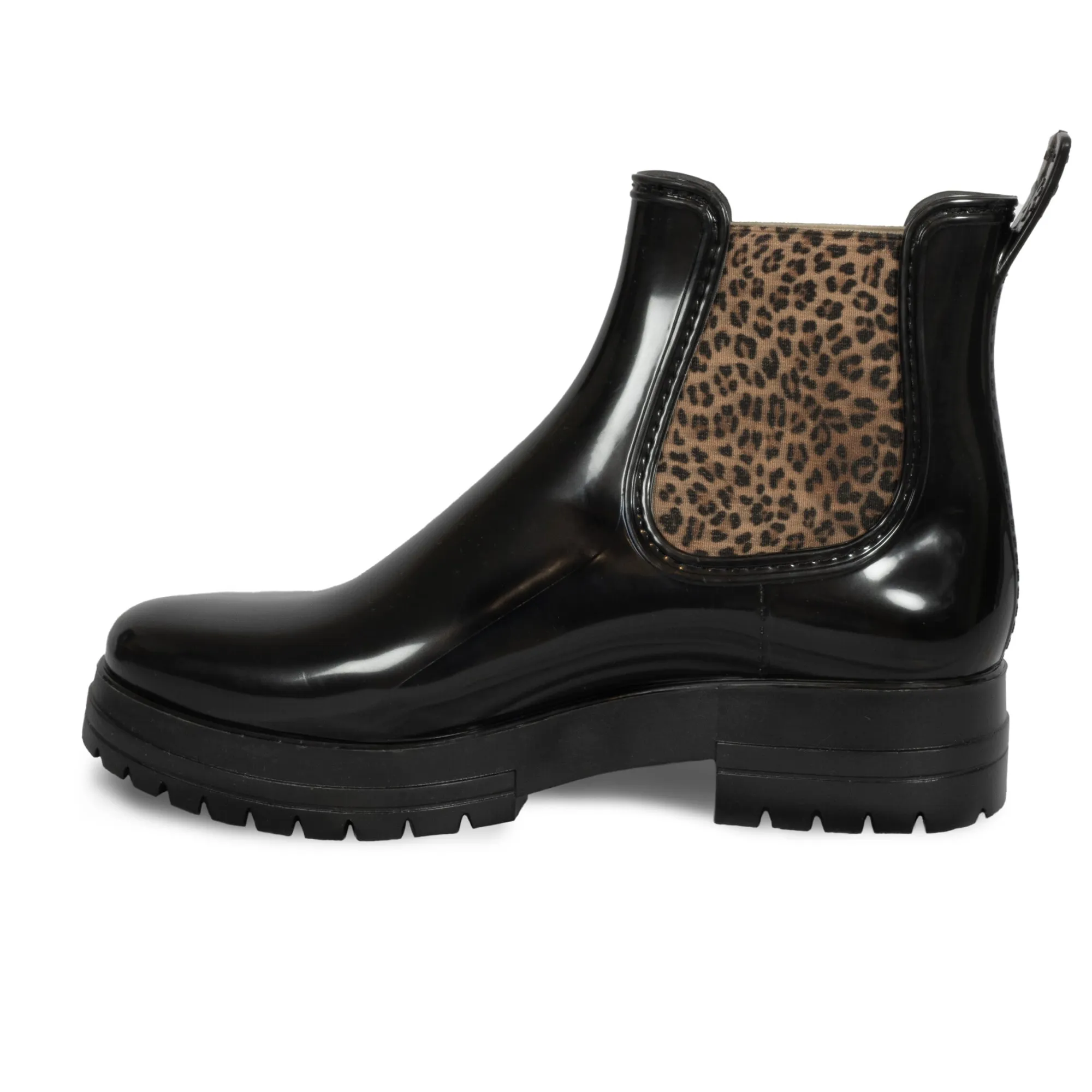 Best Sale Bottines de pluie crantées noir léopard Femme Bottines & Bottes