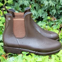 Cheap Bottines de pluie marron bronze Femme Bottines & Bottes