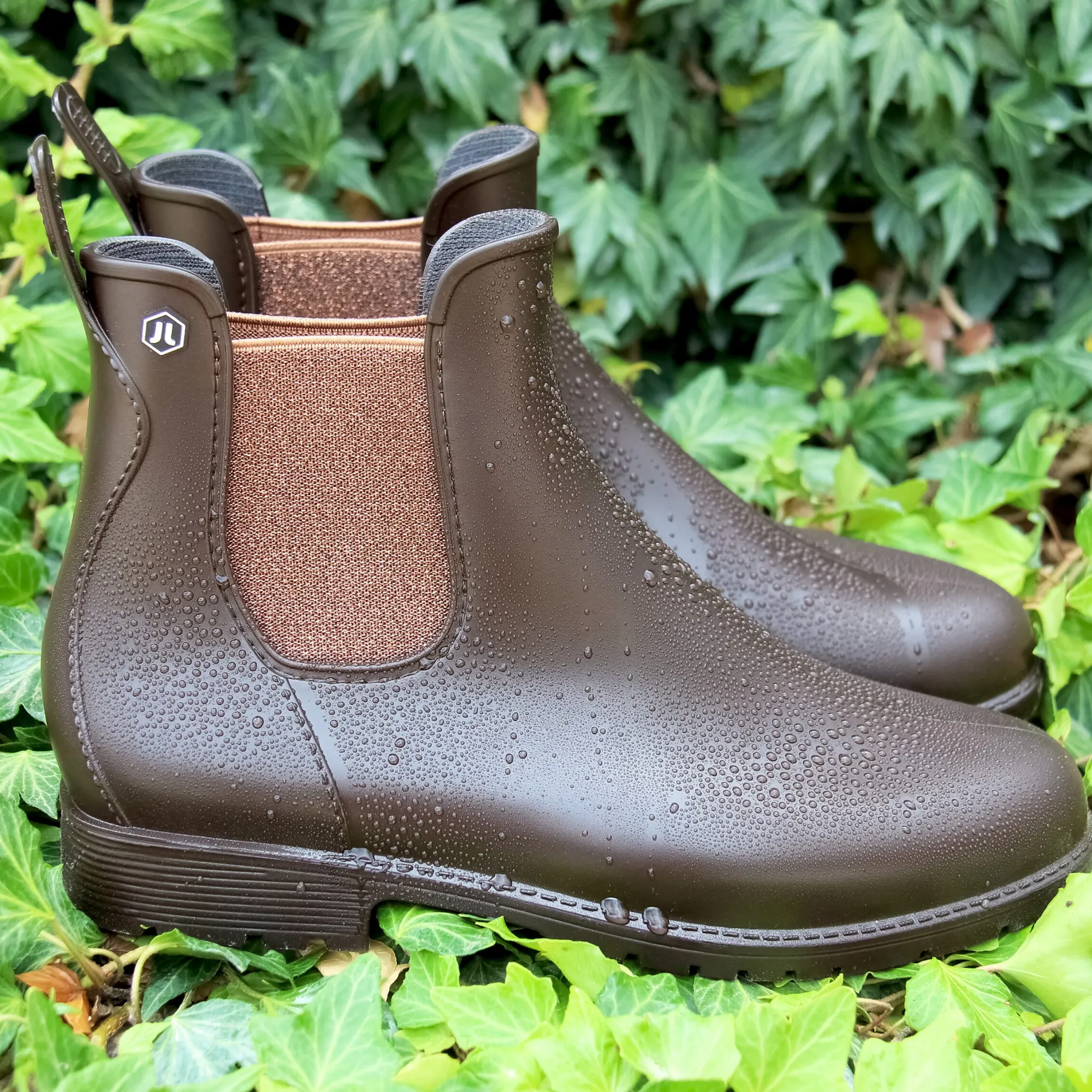 Cheap Bottines de pluie marron bronze Femme Bottines & Bottes
